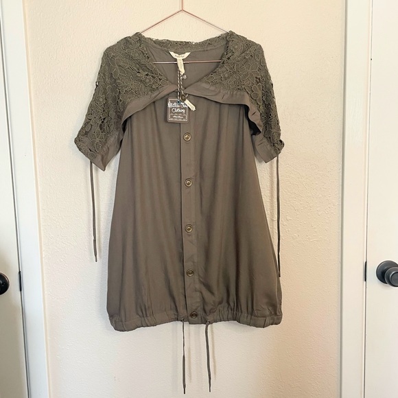 Matilda Jane Olive Lace Trim Vest Boho Cottagecore Tunic NWT Large - Picture 3 of 10
